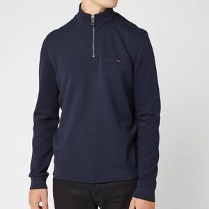 Ted Baker Muggie Half Zip Henley Funnel Neck Navy Sweatshirt Casual Preppy 3